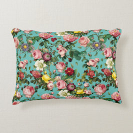 Oude rozentuin met turquoise achtergrond accent kussen