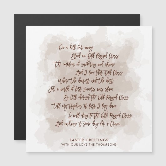 Oude Rugged Cross Tekst Script Pasen Keepsake (Voorkant / Achterkant)