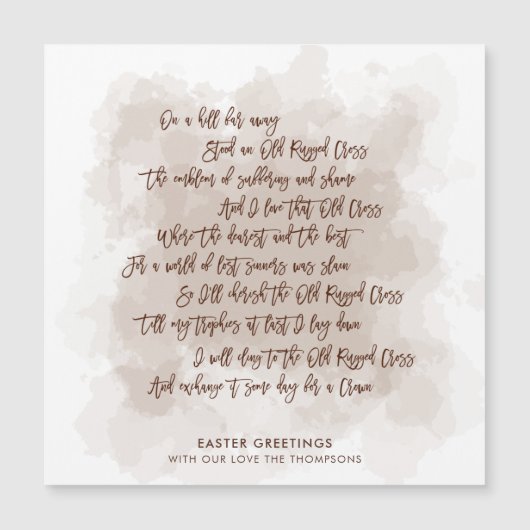 Oude Rugged Cross Tekst Script Pasen Keepsake (Voorkant)