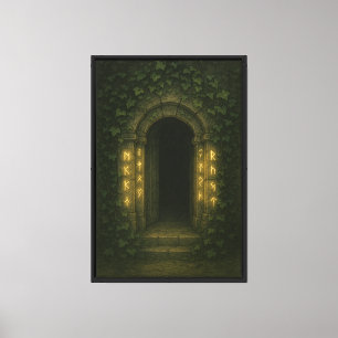 Oude Rune Doorway Canvas Afdruk