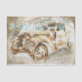 Oude Rusted Renault Juvaquatre Van Decoupage Tissuepapier