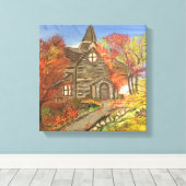 Oude Rustieke Kerk canvas schilderij (Insitu (Houten vloer))
