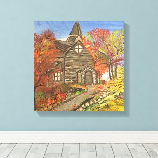 Oude Rustieke Kerk canvas schilderij (Insitu (Houten vloer))