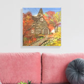 Oude Rustieke Kerk canvas schilderij (Insitu (Woonkamer))