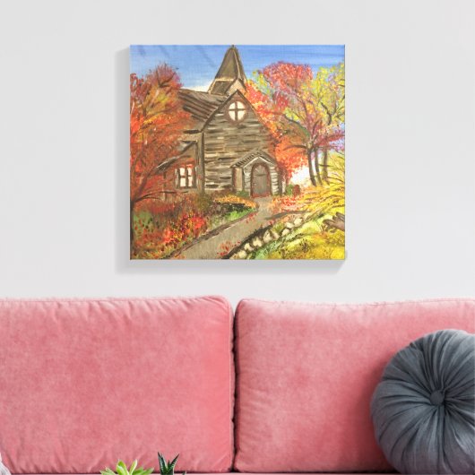 Oude Rustieke Kerk canvas schilderij (Insitu (Woonkamer))