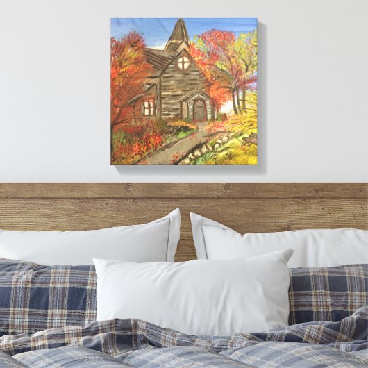 Oude Rustieke Kerk canvas schilderij (Insitu (Slaapkamer))