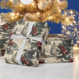 Oude Rustieke Kerstvakantie Cadeaupapier