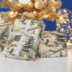 Oude Rustieke Kerstvakantie Cadeaupapier