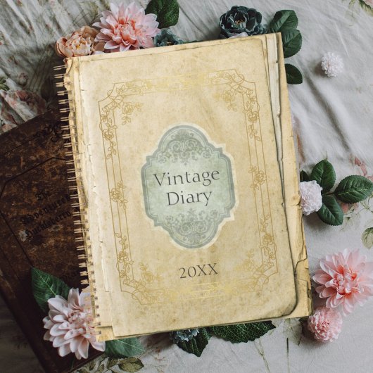 Oude rustieke papieren dagboek kalender planner