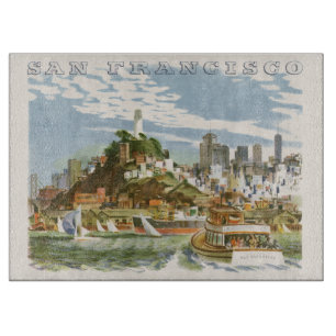 Oude San Francisco Bay Reisposter Ferryboot Snijplank