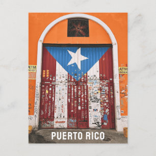 Oude San Juan Puerto Ricaanse vlag Street Art Door Briefkaart