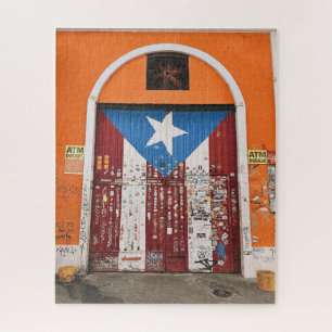 Oude San Juan Puerto Ricaanse vlag Street Art Door Legpuzzel