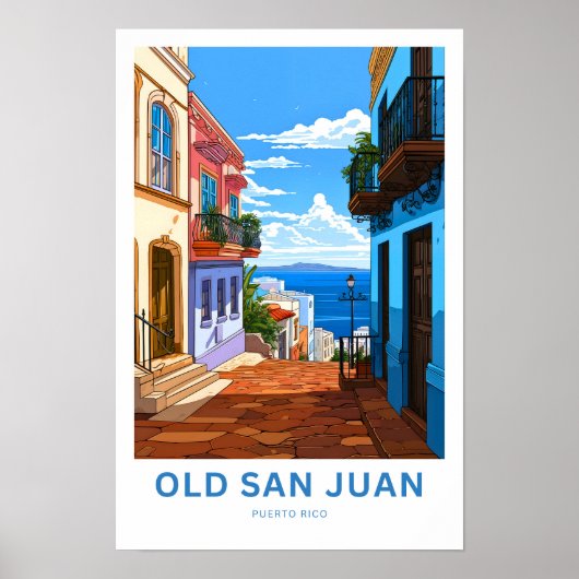 Oude San Juan Puerto Rico Reisprint Poster (Voorkant)