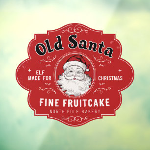 Oude Santa fijne fruitcake vintage kerst Raamsticker