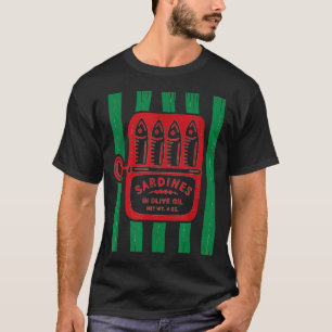 Oude Sardines Ingeblikte Vis Ontwerp Zomer Sfeer T-shirt