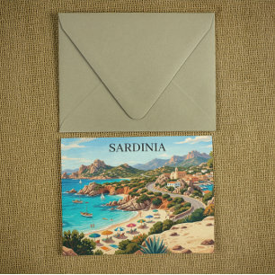 Oude Sardinia Italië Reisillustratie Briefkaart