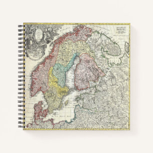 Oude Scandinavië kaart Notitieboek