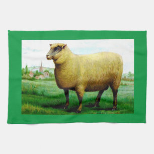 Oude schapen groene gras weide theedoek