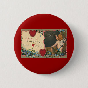 Oude schattige Valentijnsdag, cherubijn leraar Ronde Button 5,7 Cm