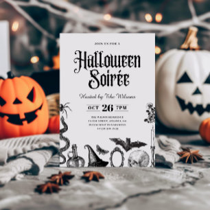 Oude Schedel Volwassenen Halloween Soirée Uitnodig Kaart