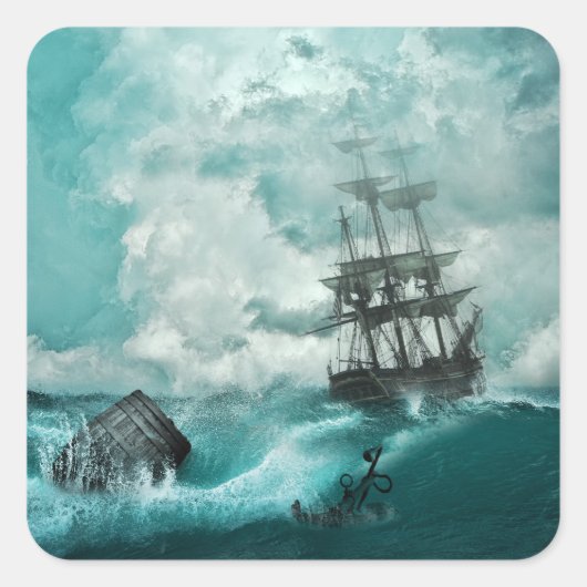 oude scheepsstickers vierkante sticker (Voorkant)