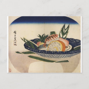 Oude schilderijen van een Bowl van Sushi ongeveer Briefkaart