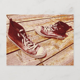 oude schoenen - schop je schoenen briefkaart af