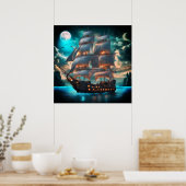 Oude Schoener Zeilschip Poster (Keuken)