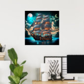 Oude Schoener Zeilschip Poster (Thuiskantoor)
