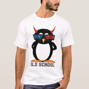 Oude school 3D Kwaad Penguin™ T-shirt