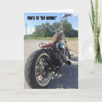 Oude school bobber motorfiets verjaardagskaart