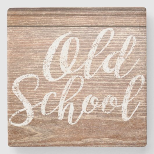  Oude School Desk Top Stenen Onderzetter (Voorkant)