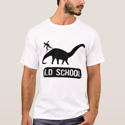 Oude school Dino Skateboarding T-shirt (Voorkant)