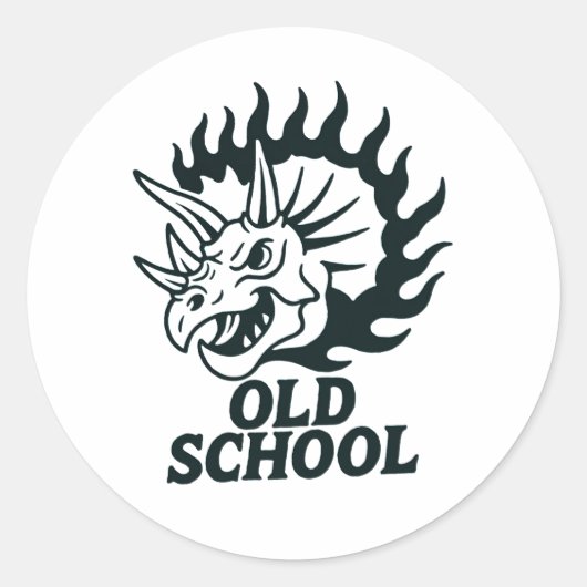 Oude School Dinosaurus Grappige Sticker (Voorkant)