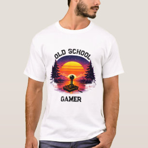Oude School Gamer Retro Strand Kunst T-shirt