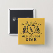 Oude School Geek Owl Button (Voorkant /achterkant)