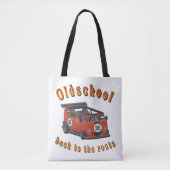 Oude school, oude auto in rood draagtas (Voorkant)