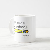 Oude School Potlood Grappige Mok Humor (Voorkant links)