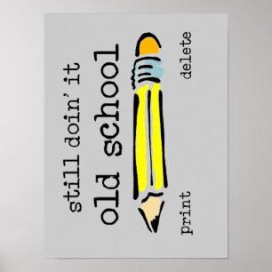 Oude School Potlood Grappige Poster Humor
