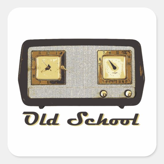 Oude school Radio Retro  Vierkante Sticker (Voorkant)