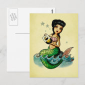Oude school Reggae Mermaid Briefkaart (Voorkant / Achterkant)