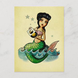 Oude school Reggae Mermaid Briefkaart