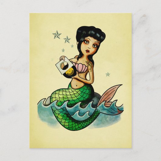 Oude school Reggae Mermaid Briefkaart (Voorkant)
