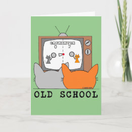 OUDE SCHOOL Retro Video Cats Gamer Birthday Kaart
