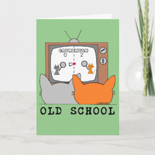 OUDE SCHOOL Retro Video Cats Gamer Birthday Kaart