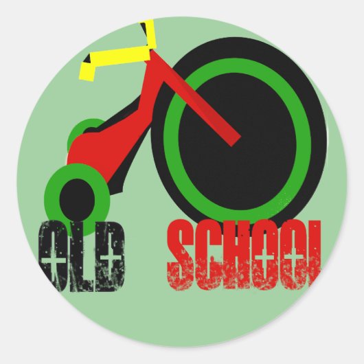 Oude school ronde sticker (Voorkant)