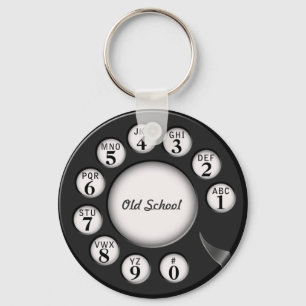 Oude school Rotary Phone Dial Sleutelhanger