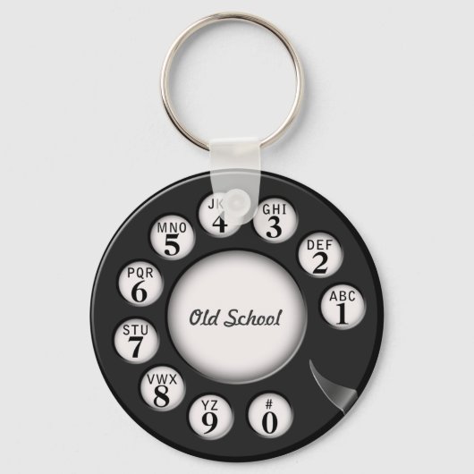Oude school Rotary Phone Dial Sleutelhanger (Voorkant)