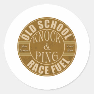 oude school sleept racebrandstof ronde sticker