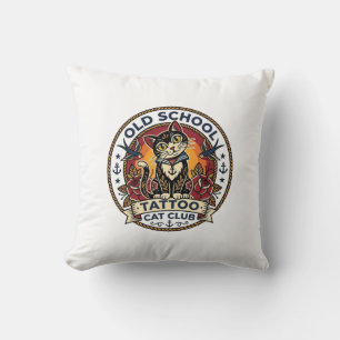 Oude School Tattoo Kat Cute Kitty Ontwerp - Oude S Kussen
